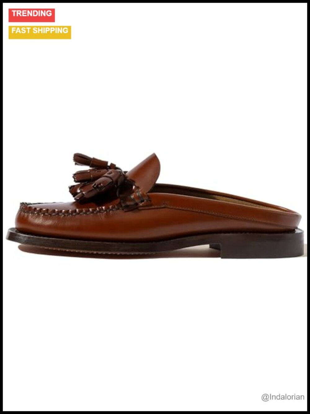 Tassel Mules Slip On Loafers Backless Flats Faux Leather Cushioned Work